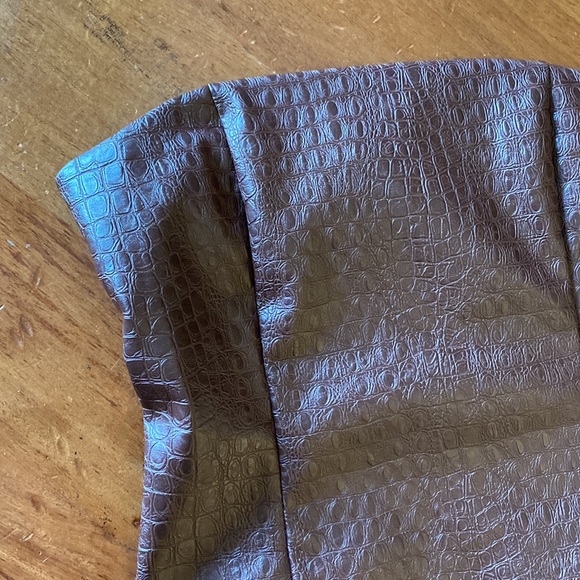 7 FOR ALL MANKIND Brown Strapless Faux Leather Snakeskin Dress - Picture 3 of 8